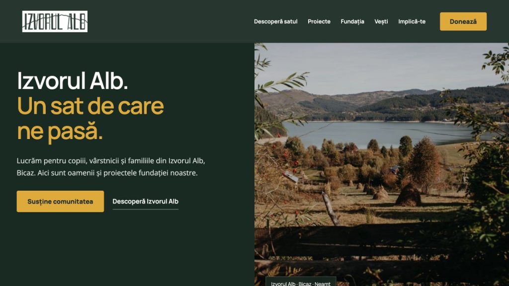 Pagina principală a noului site Izvorul Alb
